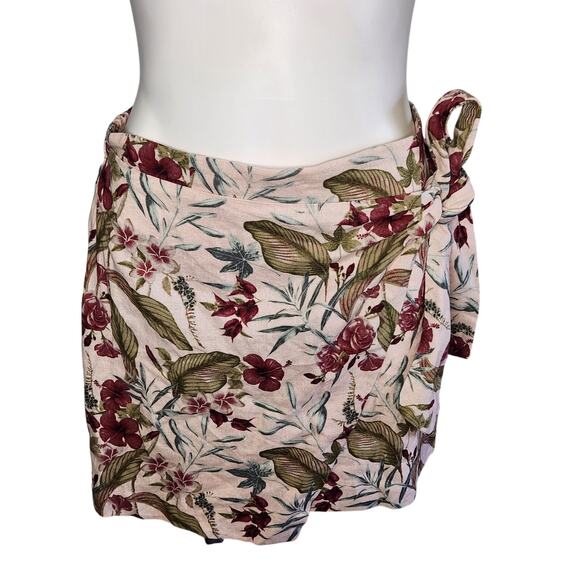 Maison d'Amelie Paris Linen tropical pink wrap mini skirt M‎ - Picture 1 of 7